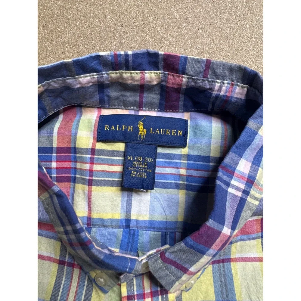 Ralph Lauren Kids Plaid Short Sleeve Button Down Shirt - XL (18-20)‎ NWT $89